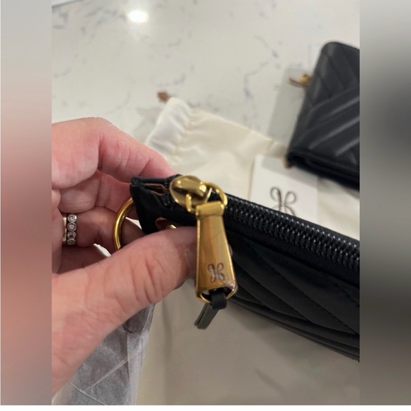 HOBO Black Leather Quilted Clutch with Gold Accents - Picture 5 of 6